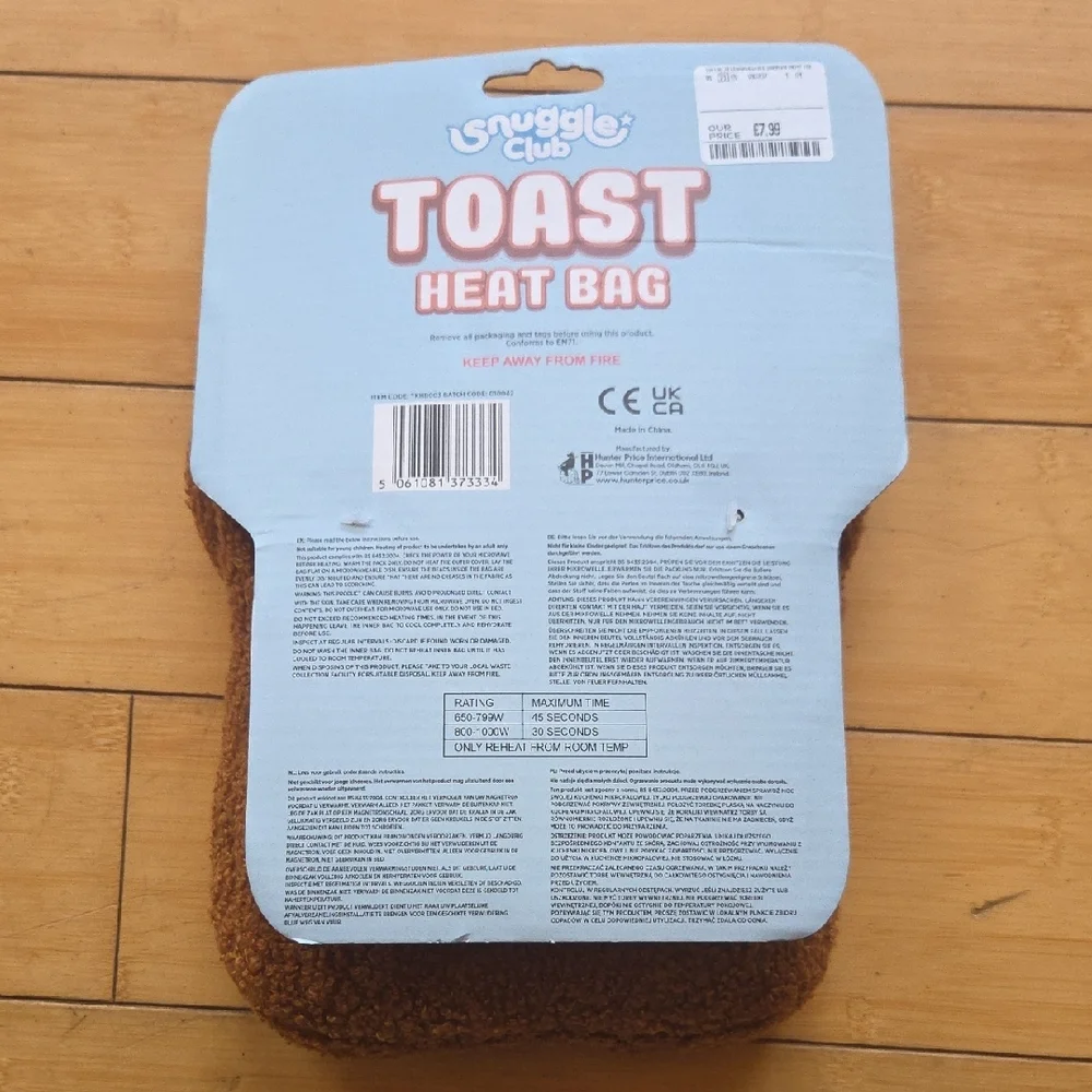 NWT • Snuggle Club • Toast Heat Bag - Picture 2 of 4